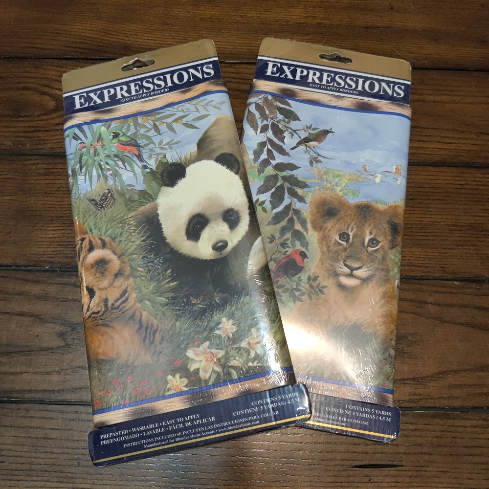 Expressions Wall Border- pre-pasted/washable Jungle babies safari unopened